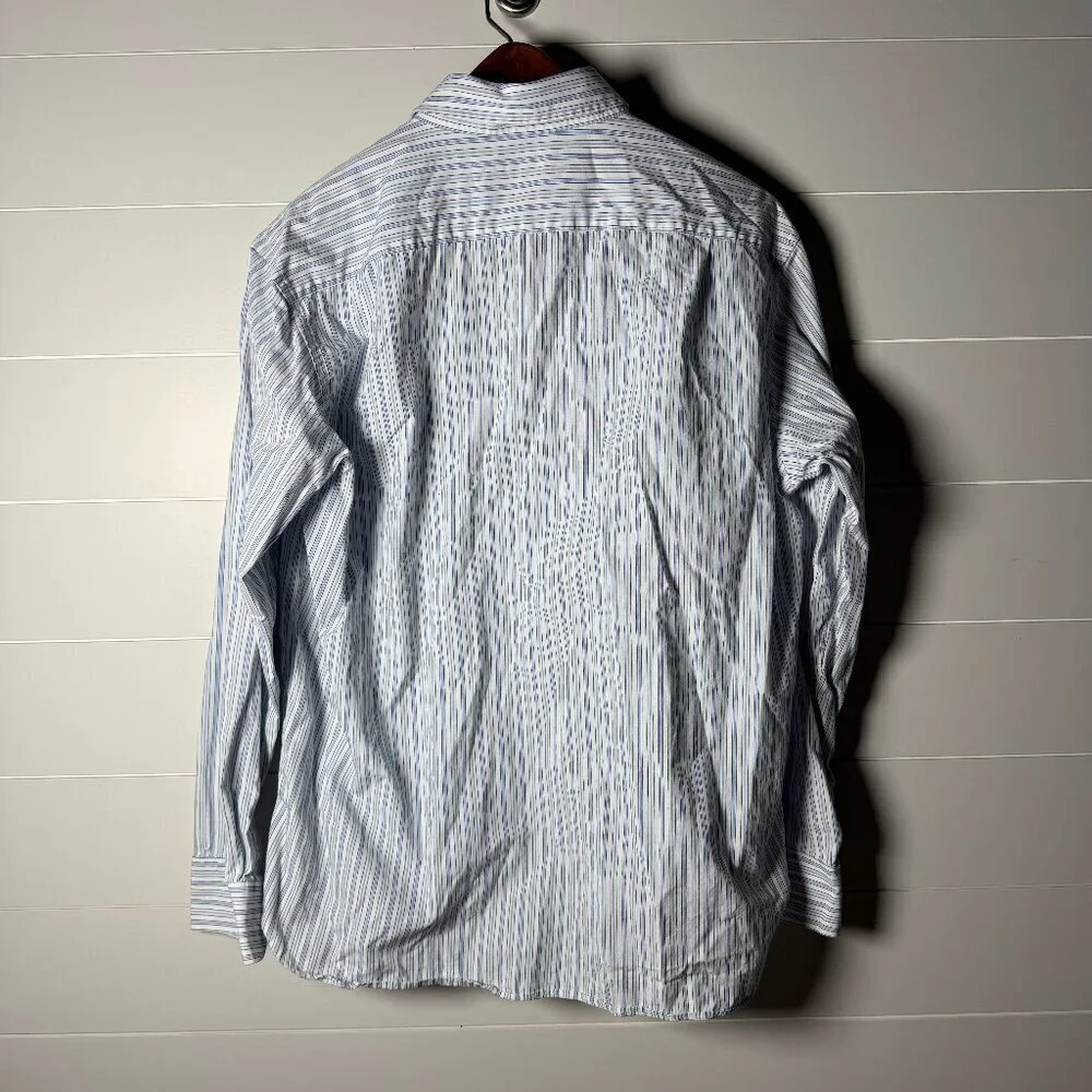 J. Crew Button Down Blue Stripe Shirt 80's 2-Ply 100% Cotton Sz L (16-16 1/2)